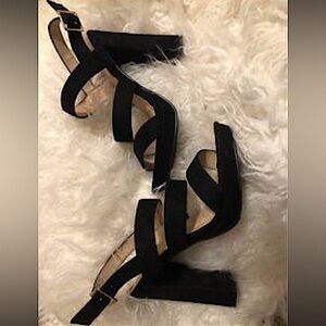 Black velvet strap Heels